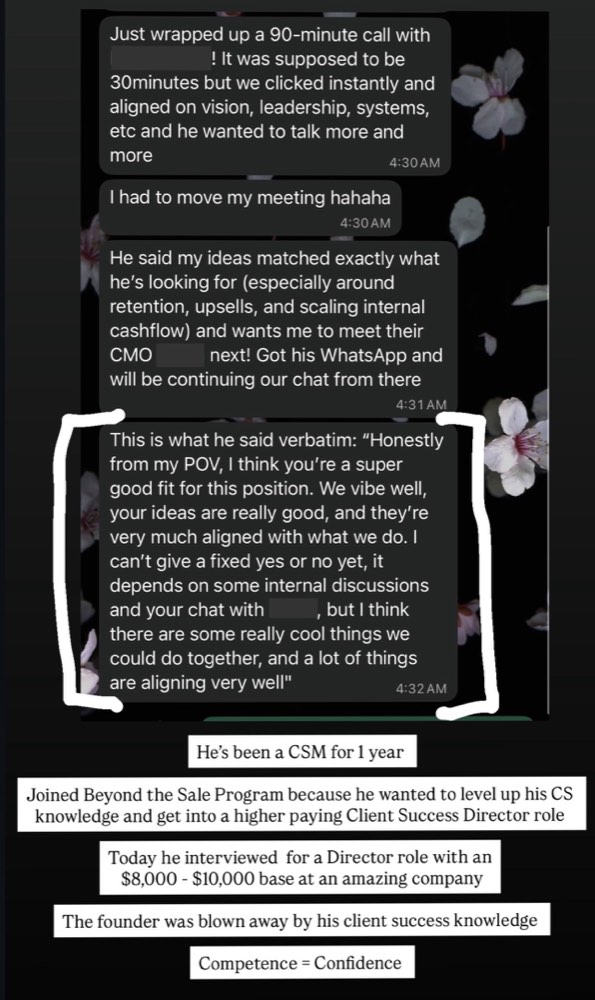 Past Beyond the Sale client result or testimonial screenshot