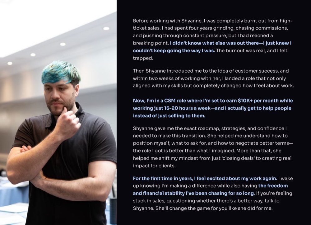 Past Beyond the Sale client result or testimonial screenshot