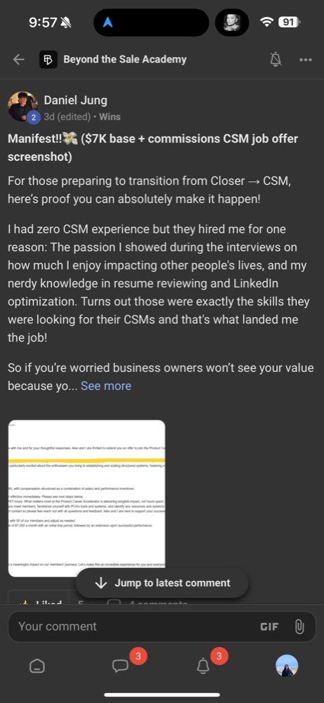 Past Beyond the Sale client result or testimonial screenshot